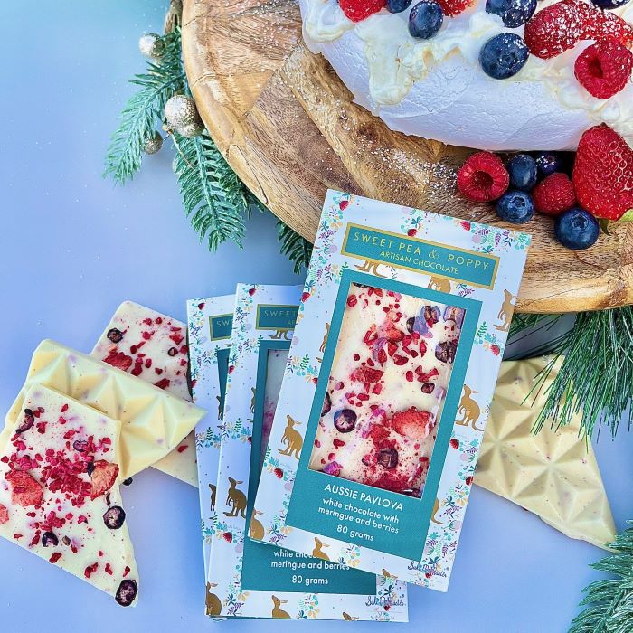 Three Sweet Pea & Poppy Aussie Pavlova Christmas Chocolate Bars