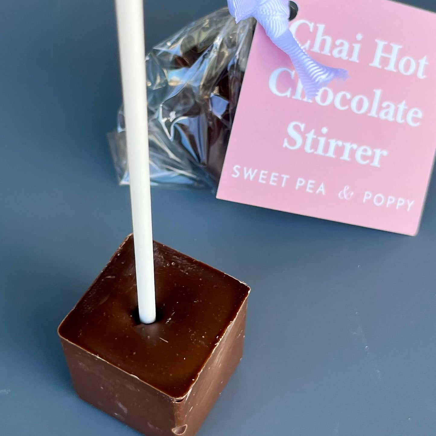 A chai milk hot chocolate stirrer