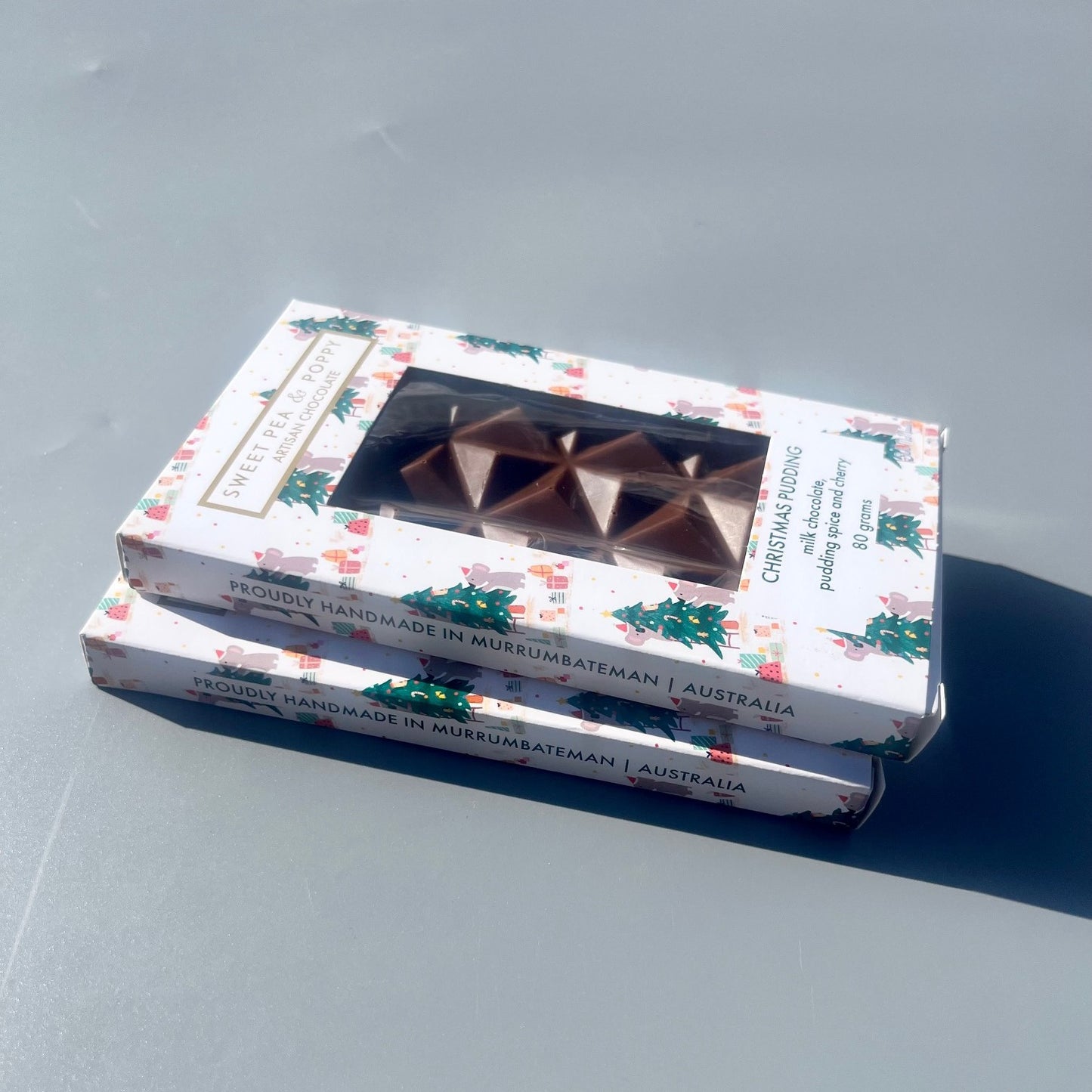 Two Sweet Pea & Poppy Christmas Pudding Artisan Chocolate Bars