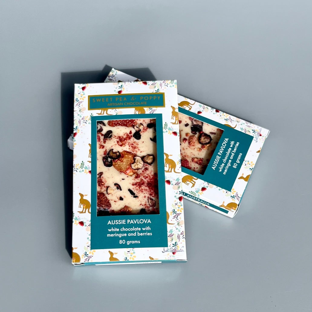 Two Sweet Pea & Poppy Aussie Pavlova Artisan Chocolate Bars