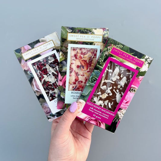 A bundle of three handmade chocolate bars