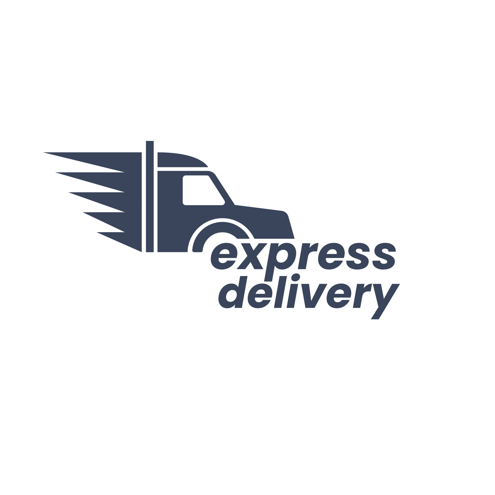 Express delivery logo with a truck icon and text on a white background