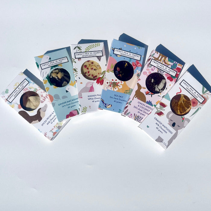 Set of food packaging with various designs on a white background