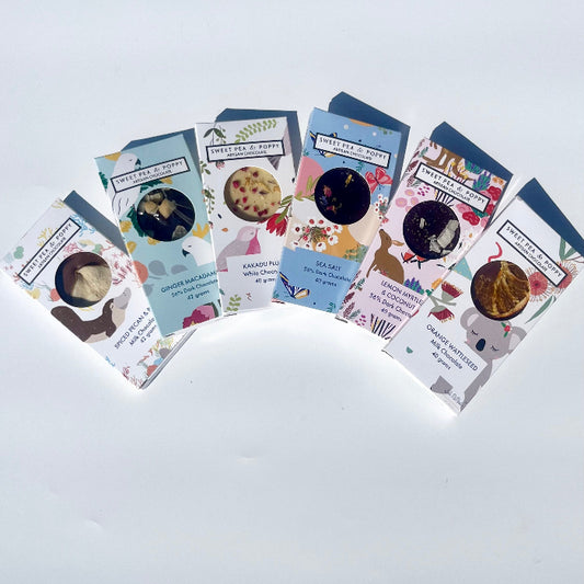 Set of food packaging with various designs on a white background
