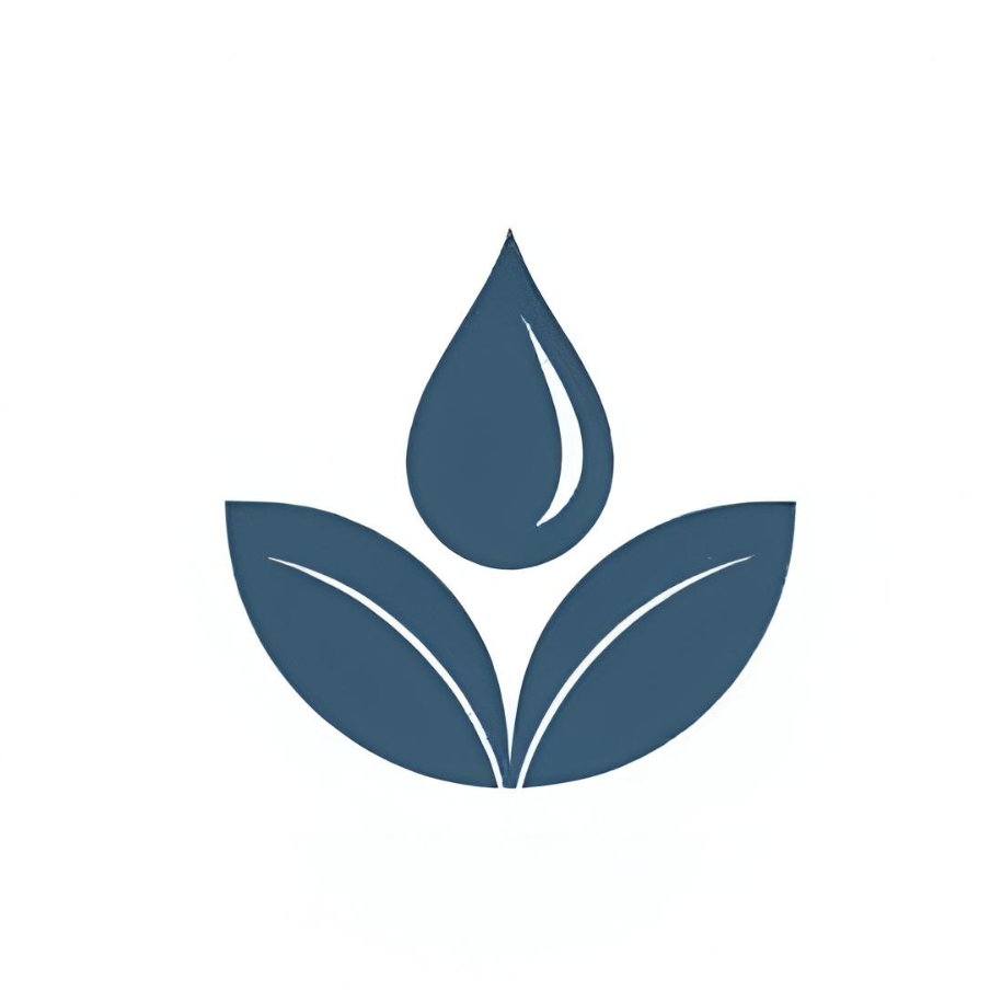 Blue natural leaf icon on a white background