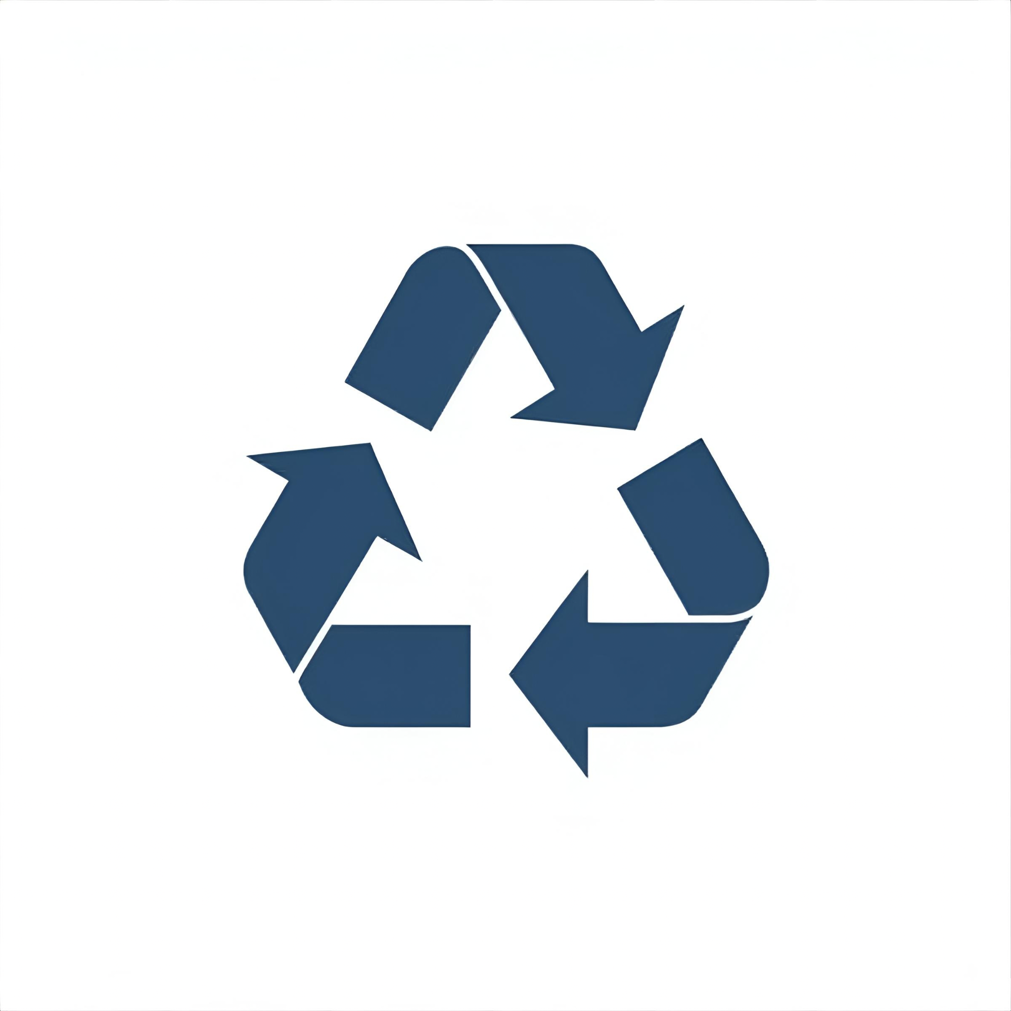 Blue recycling symbol on a white background