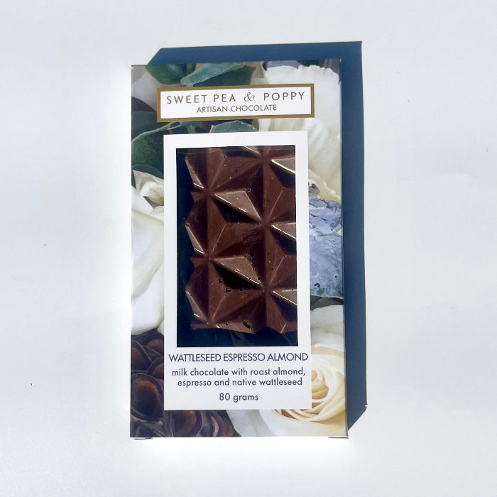 Chocolate bar with packaging on a white background
